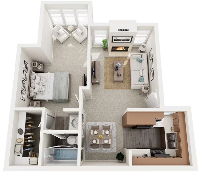 A1S - One Bedroom with Sunroom 16-1621 floor plan